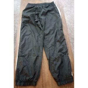 FILA ‎ Black Athletic Pants White Stripe Large Mesh Inside Zippers Parachute Mat